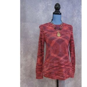 NWT LOFT Burgundy Orange Knit Crew Neck Sweater SP